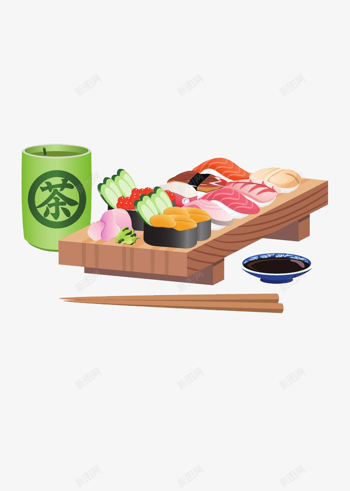 日本寿司与茶文化png免抠素材_新图网 https://ixintu.com 寿司 日本 美食