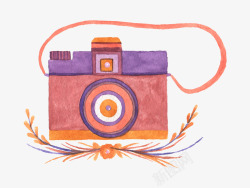 带袋子的相机水彩抽象相机高清图片