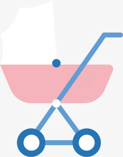 粉红色婴儿车漂亮婴儿小推车矢量图高清图片