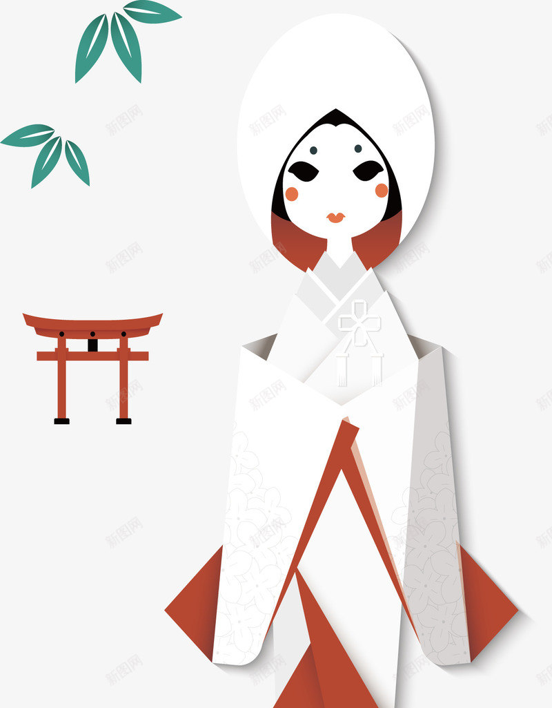 日本女人矢量图ai免抠素材_新图网 https://ixintu.com 女 日本 装饰 矢量图