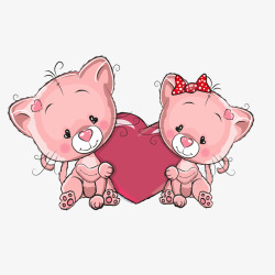 粉红色小熊卡通情侣熊矢量图高清图片