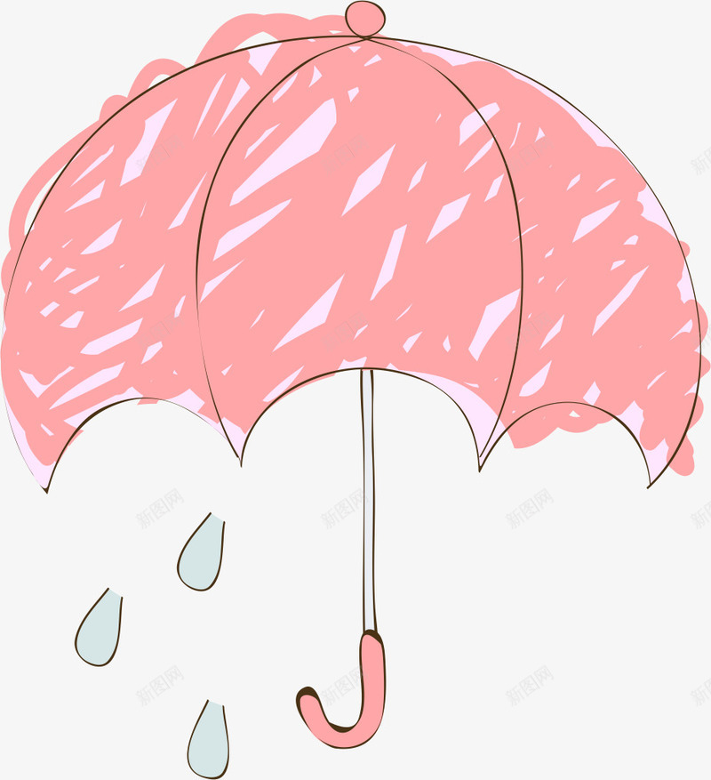 手绘雨伞矢量图ai免抠素材_新图网 https://ixintu.com AI 下雨 伞 卡通 手绘 粉红 粉色 线条 雨伞 雨滴 矢量图