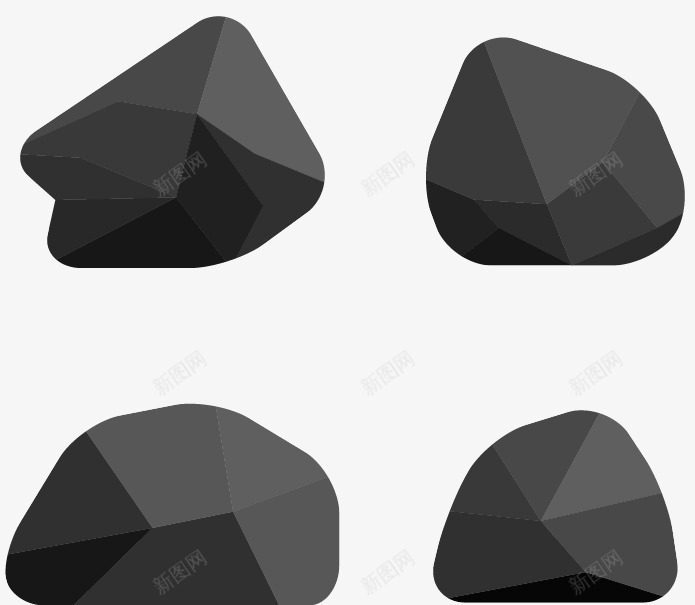 黑色小石头造型png免抠素材_新图网 https://ixintu.com 创意石头图案 手绘 石头 石头矢量图