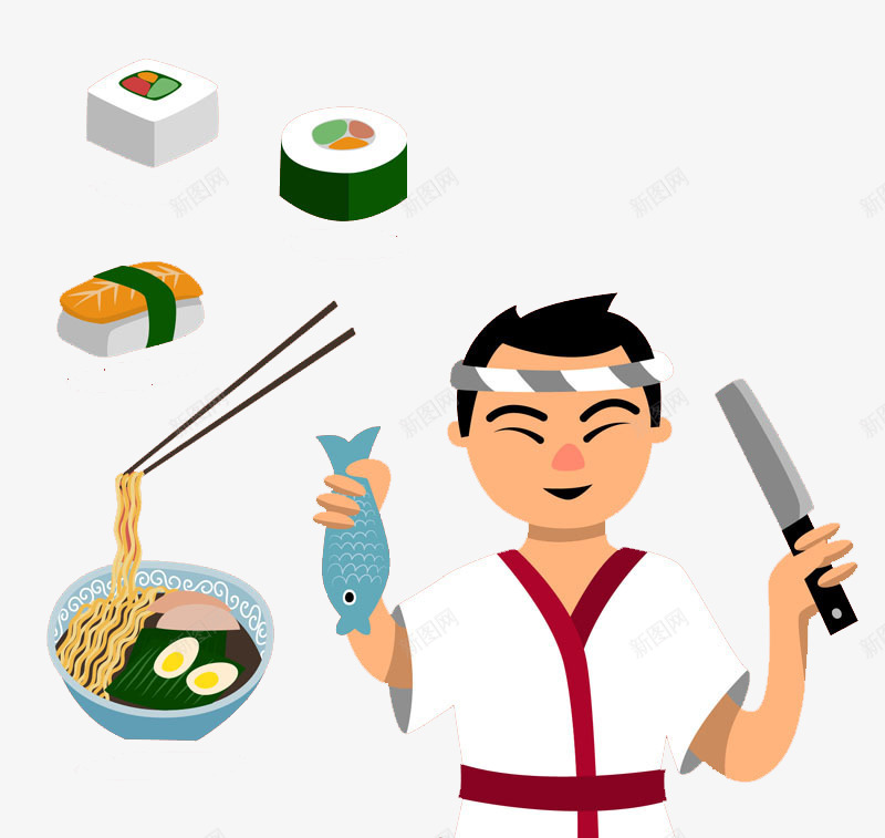 日本厨师png免抠素材_新图网 https://ixintu.com 卡通 厨师 料理 日本