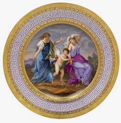 古典欧洲油画圆形牌素材