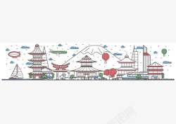 日本旅游建筑矢量图素材