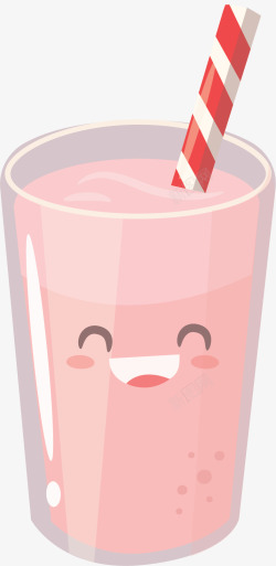 杯子中的草莓奶昔粉红笑脸草莓奶昔矢量图高清图片