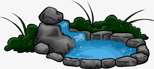水池卡通png免抠素材_新图网 https://ixintu.com 卡通 手绘 水池 石头
