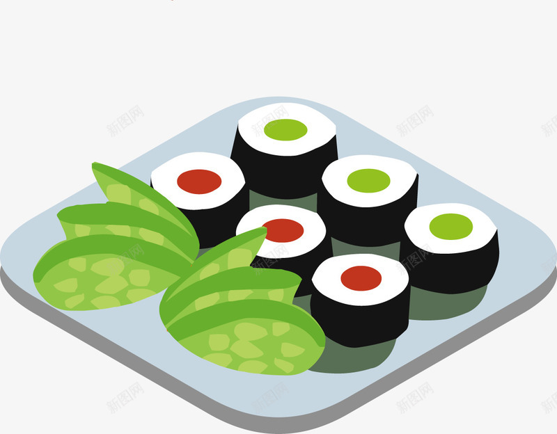 创意日本料理图png免抠素材_新图网 https://ixintu.com 健康 料理 日本 绿色 食品