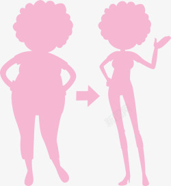 粉红色女人减肥前后矢量图素材