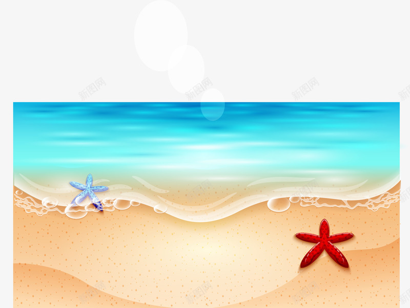 波光粼粼的海滩png免抠素材_新图网 https://ixintu.com 度假 水珠 海星 海滩度假 矢量素材 银沙滩