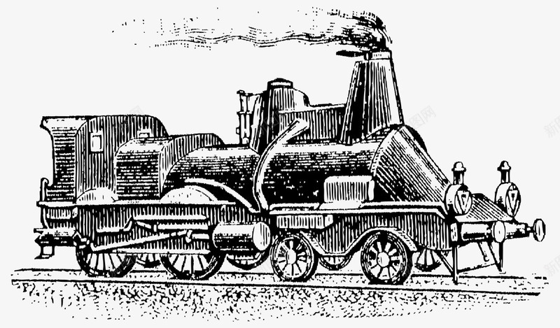 手绘黑白欧洲古老火车png免抠素材_新图网 https://ixintu.com 古老的火车 手绘的交通工具 欧洲的火车 黑白的火车