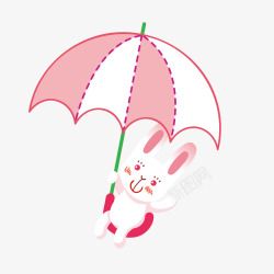粉红色雨伞卡通粉红色的小兔子矢量图高清图片