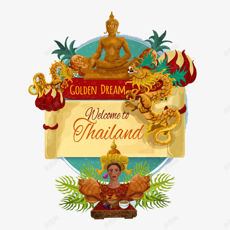 泰国旅游创意海报元素png免抠素材_新图网 https://ixintu.com 佛教 创意 泰国 海报元素 设计