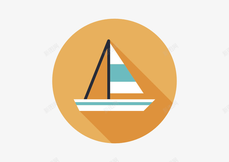 帆船图标png_新图网 https://ixintu.com 交通工具 圆形图标 小船 帆船 旅游素材