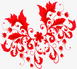 红色绚丽花纹海报背景七夕情人节素材