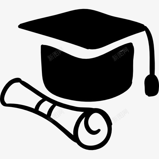研究生文凭和帽子图标png_新图网 https://ixintu.com 对象 帽子 手绘 教育 文凭 毕业 毕业生