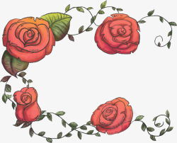 浪漫七夕节手绘玫瑰矢量图素材