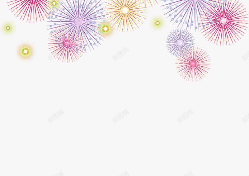 线条烟花png免抠素材_新图网 https://ixintu.com 彩色