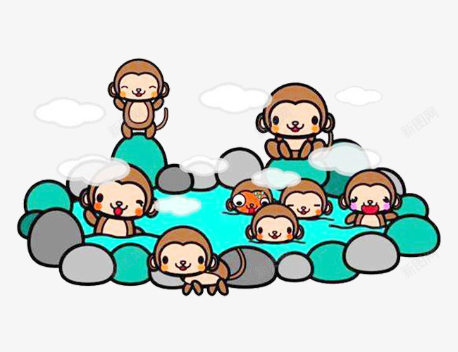 猴子泡日本温泉png免抠素材_新图网 https://ixintu.com 动物 日本温泉 泡澡 温泉 猴子
