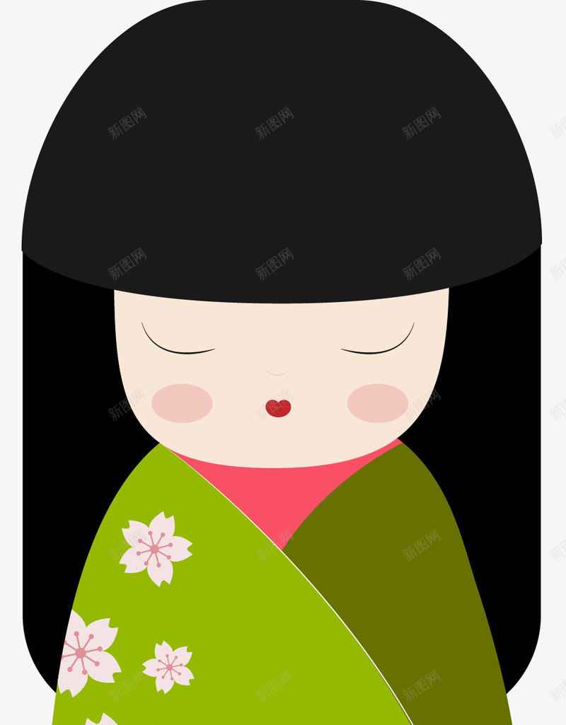 手绘日本和服娃娃图案png免抠素材_新图网 https://ixintu.com 和服 图案 娃娃 手绘 日本
