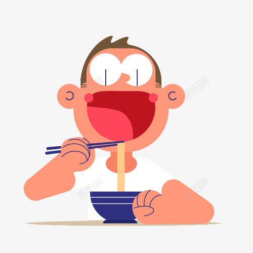 正在吃面的卡通少年psd免抠素材_新图网 https://ixintu.com 卡通 少年 彩色 面条 食物