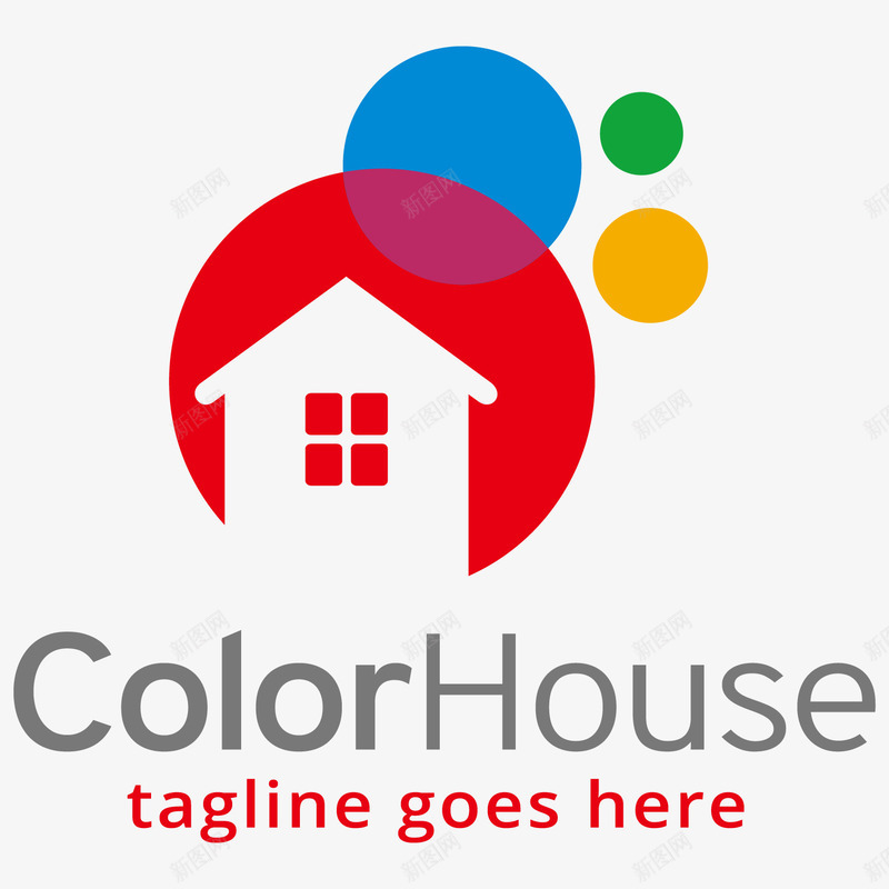 五彩时尚个性LOGO图标png_新图网 https://ixintu.com 创意 创意logo 彩色 房子 抽象 标志 标志图标 标签 标识