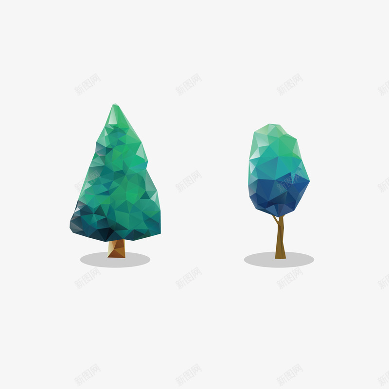 扁平植物元素png免抠素材_新图网 https://ixintu.com 块状 扁平设计 抽象 树小清新 植物 钻石