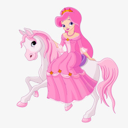 卡通骑着白马的公主矢量图素材