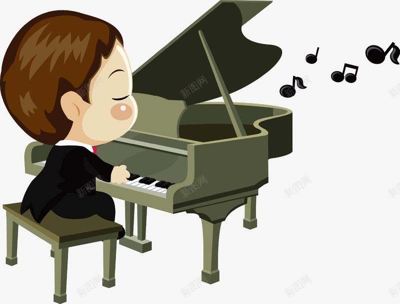 男孩弹钢琴矢量图ai免抠素材_新图网 https://ixintu.com 儿童弹钢琴 小朋友音乐 深色 男孩 矢量图 钢琴 音乐