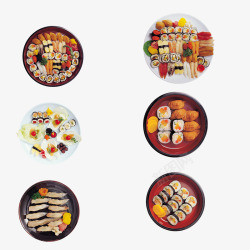 料理配料盘子里的寿司高清图片