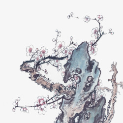 假山和梅花素材