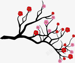 枝头腊梅树上的梅花矢量图高清图片