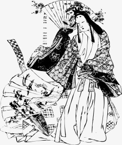 手绘日本贵族女子素材