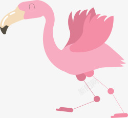 粉色可爱卡通火烈鸟矢量图素材