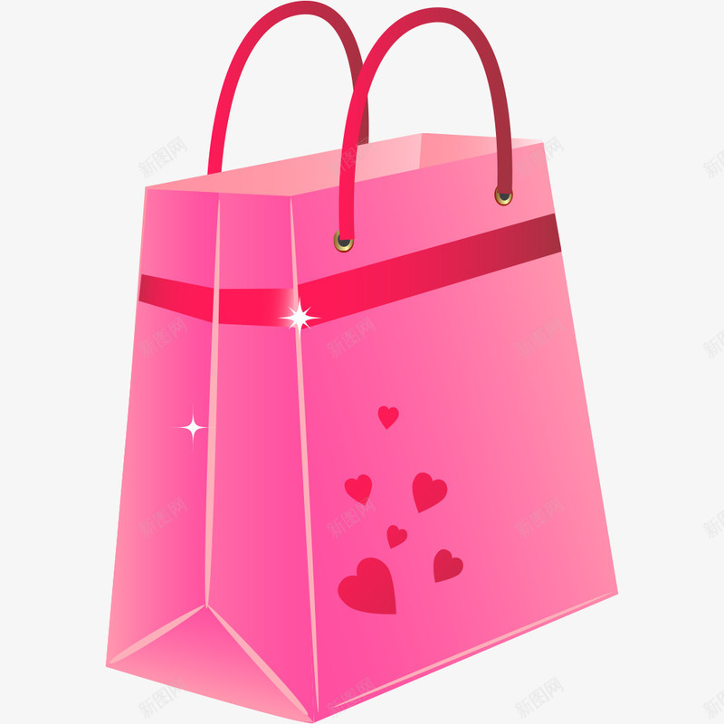 爱心图案购物袋png免抠素材_新图网 https://ixintu.com 卡通 图案 手提袋 手绘 爱心 粉红色的 纸袋