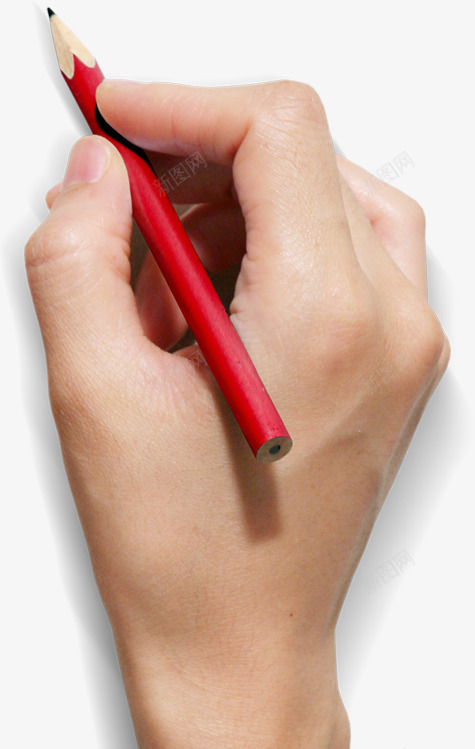 握笔手势红色铅笔png免抠素材_新图网 https://ixintu.com 手势 红色 铅笔