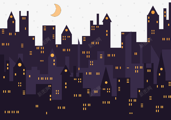 城市夜景抽象剪影png免抠素材_新图网 https://ixintu.com 剪影 城市夜景 抽象