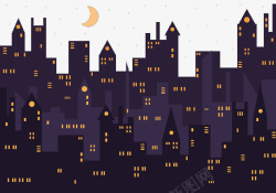 城市夜景抽象剪影素材