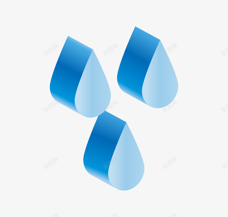 卡通蓝色立体水滴图标png_新图网 https://ixintu.com 下雨天 卡通 天气图标 手绘图 水珠 立体水滴