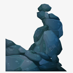 蓝色假山深蓝色海底石头假山高清图片