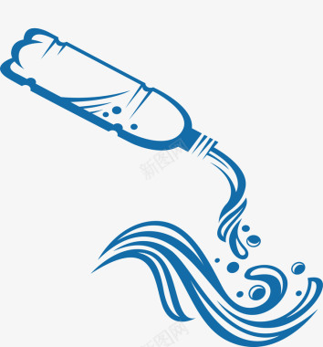 瓶装水水花水滴水资源元素图标图标