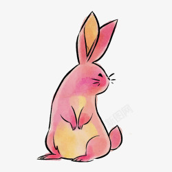 卡通可爱的粉红色小兔子矢量图素材