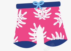 树叶花纹粉色沙滩裤矢量图素材