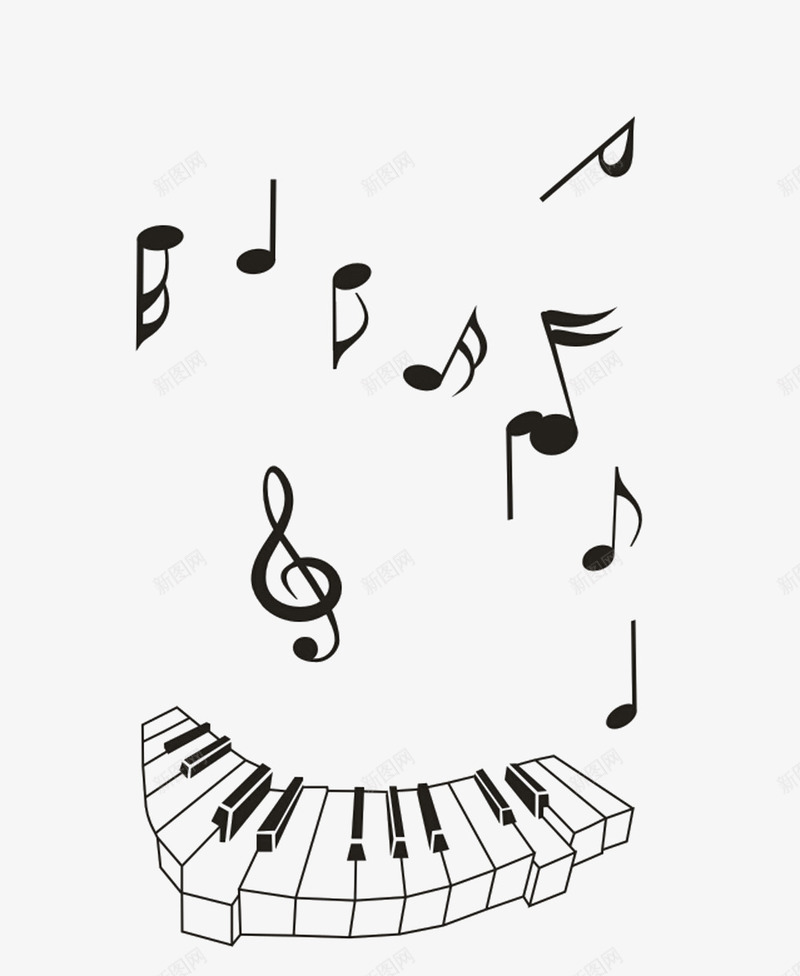 黑色音乐符号png免抠素材_新图网 https://ixintu.com 钢琴键盘 音乐 音乐符号 黑色
