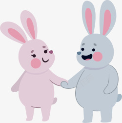 粉红色兔子秀恩爱的小兔子矢量图高清图片