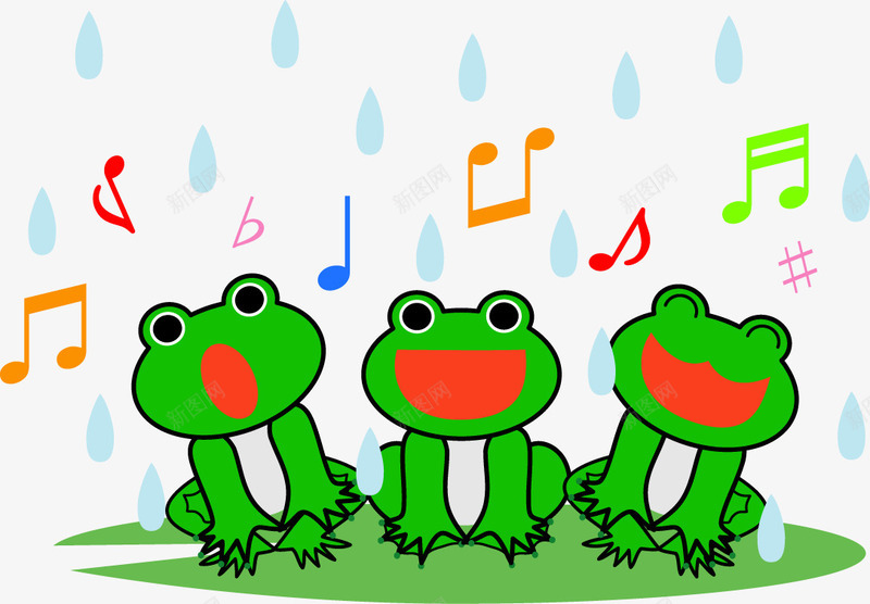 青蛙唱歌png免抠素材_新图网 https://ixintu.com 三只青蛙 卡通青蛙 音乐青蛙