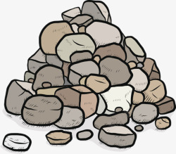 卡通手绘石子山素材