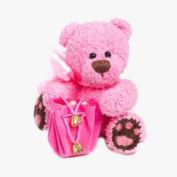 粉红色小熊绒布娃娃高清图片