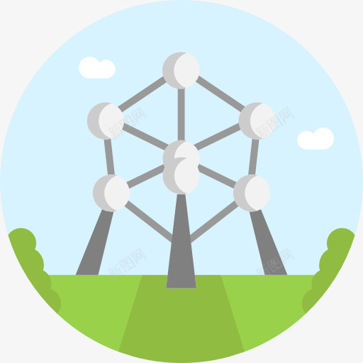 Atomium图标png_新图网 https://ixintu.com 原子塔 地标 布鲁塞尔 建筑 欧洲 比利时 纪念碑